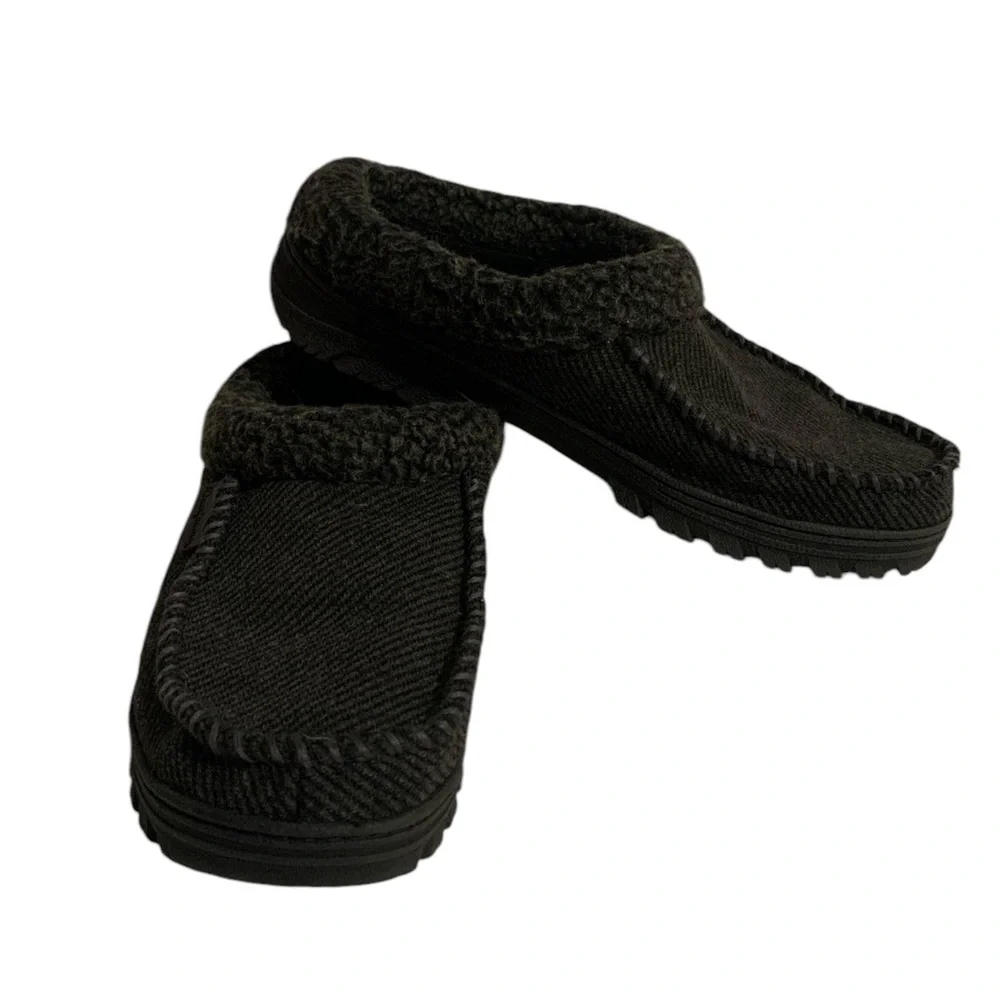 Dearfoams Men Gray Slip-On Slippers 11/12